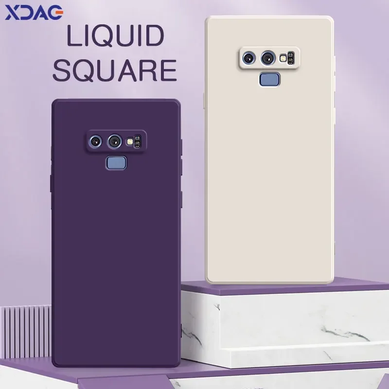 Funda de silicona líquida cuadrada Original para Samsung Galaxy Note 9, Protector de lente, funda de teléfono suave a prueba de golpes para SamsungNote9 Note9 - imagen 2