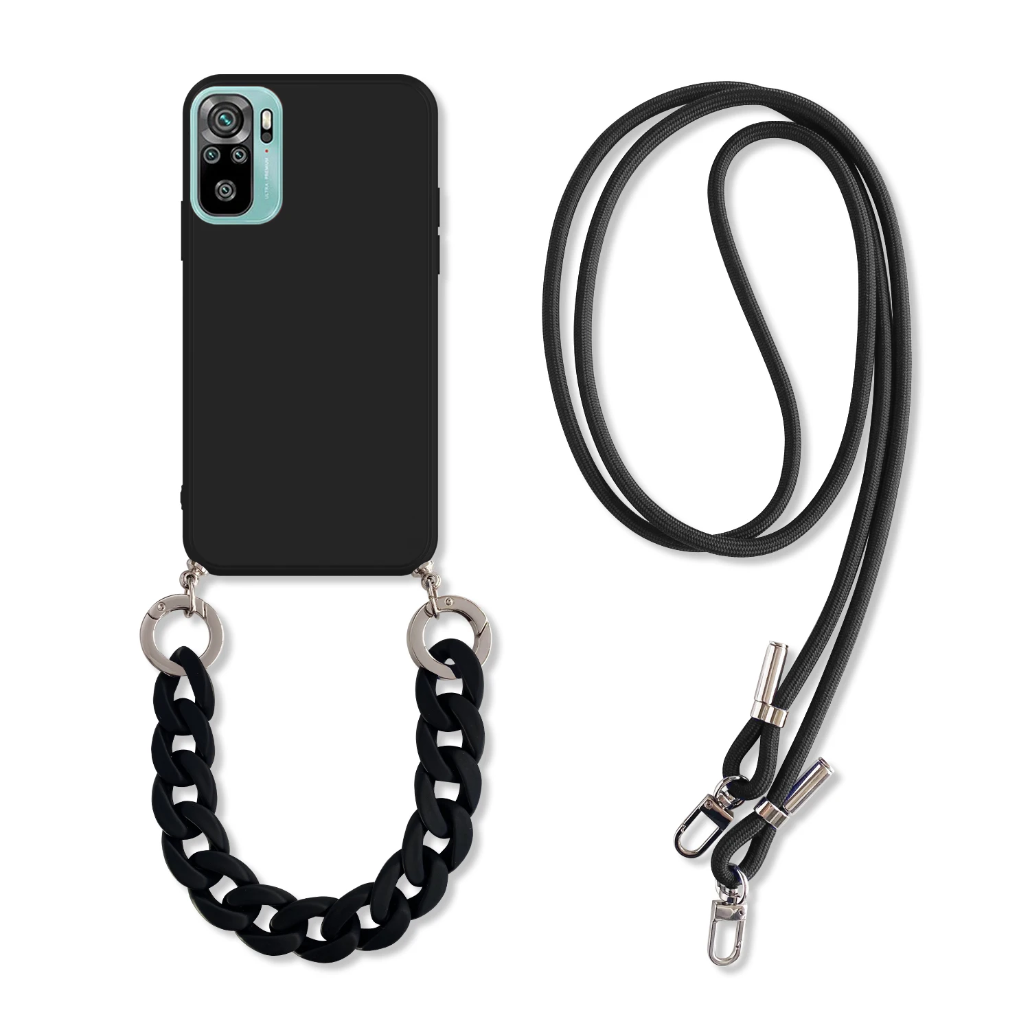 Collar con cordón cruzado, funda de silicona con cadena de mármol para Xiaomi Redmi Note 11 10 Pro Max 10S 11S 4G 5G, funda con correa para muñeca - imagen 2
