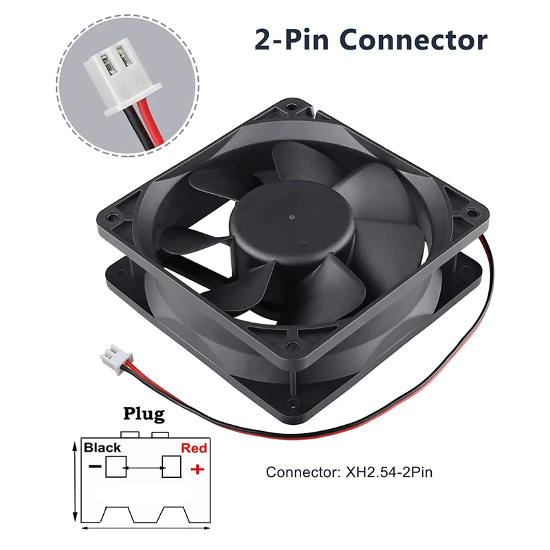 12038 12cm 4,72 pulgadas ventilador DC 12V/24V 0.5A 2 pines doble rodamiento de bolas chasis servidor fuente de alimentación ventilador de refrigeración - imagen 5