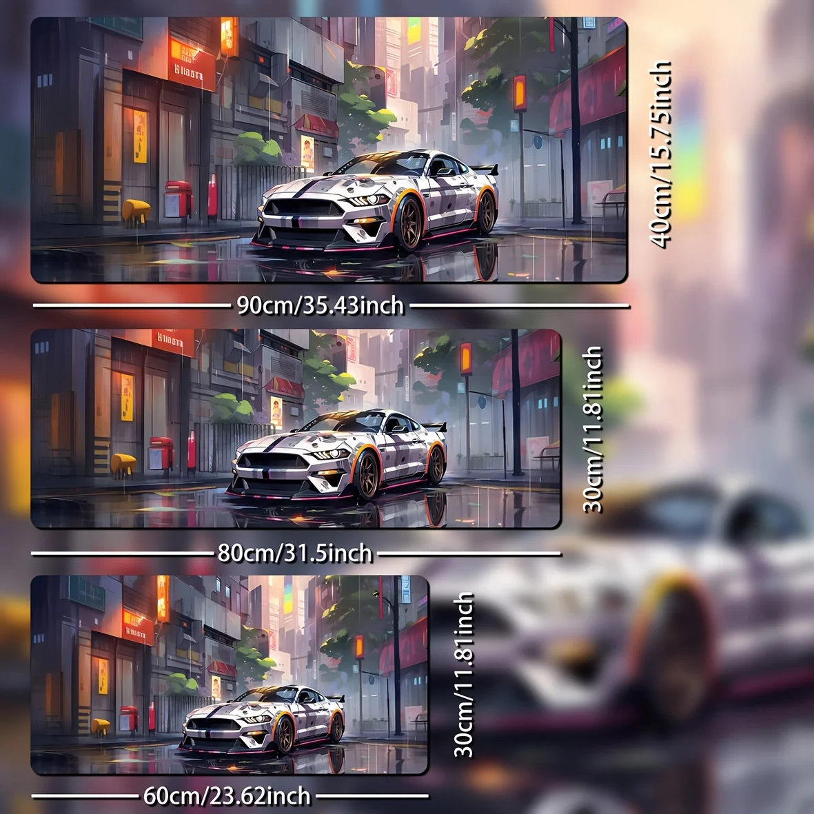 Alfombrilla de ratón grande de Anime Cool Doodle, alfombrilla de escritorio para coche deportivo, accesorios para juegos, alfombrilla antideslizante para mesa, alfombrilla para teclado de escritura, velocidad - imagen 2