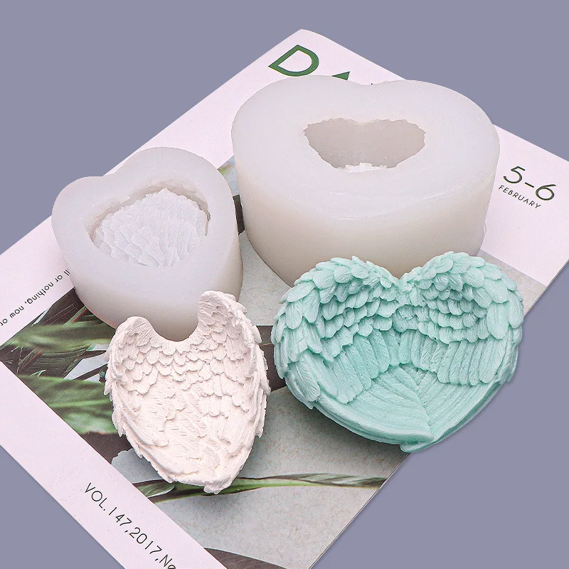 JCD-Molde de silicona con forma de ala de amor de Ángel, difusor de coche, piedra, adornos epoxi para oficina, portavelas, molde, suministros para fabricación de velas - imagen 2