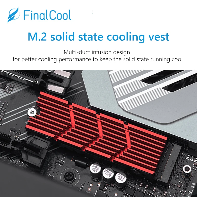 FinalCool-disipador de calor M.2 NVMe SSD, disco duro de estado sólido M2 2280, disipador térmico de aleación de aluminio, radiador enfriador con almohadilla térmica de silicona - imagen 3