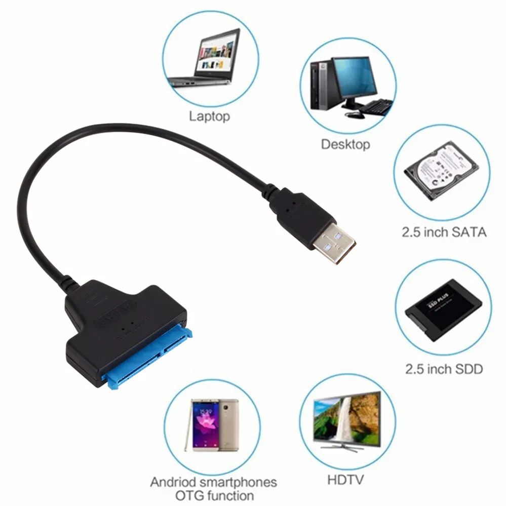 Cable USB 2,0 3,0 SATA 3, adaptador Sata a USB 2,0 de hasta 6 Gbps, compatible con disco duro SSD externo de 2,5 pulgadas, Cable Sata III de 22 pines - imagen 3