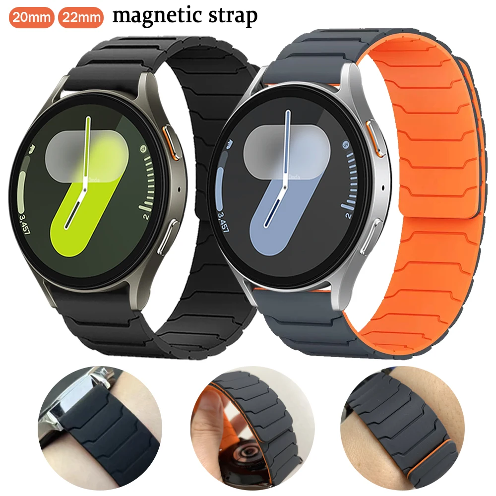 Correa de silicona para reloj deportivo Samsung Galaxy Watch 7/6/4/classic/5 pro, pulsera magnética Gear S3/Active 2 de 20mm/22mm