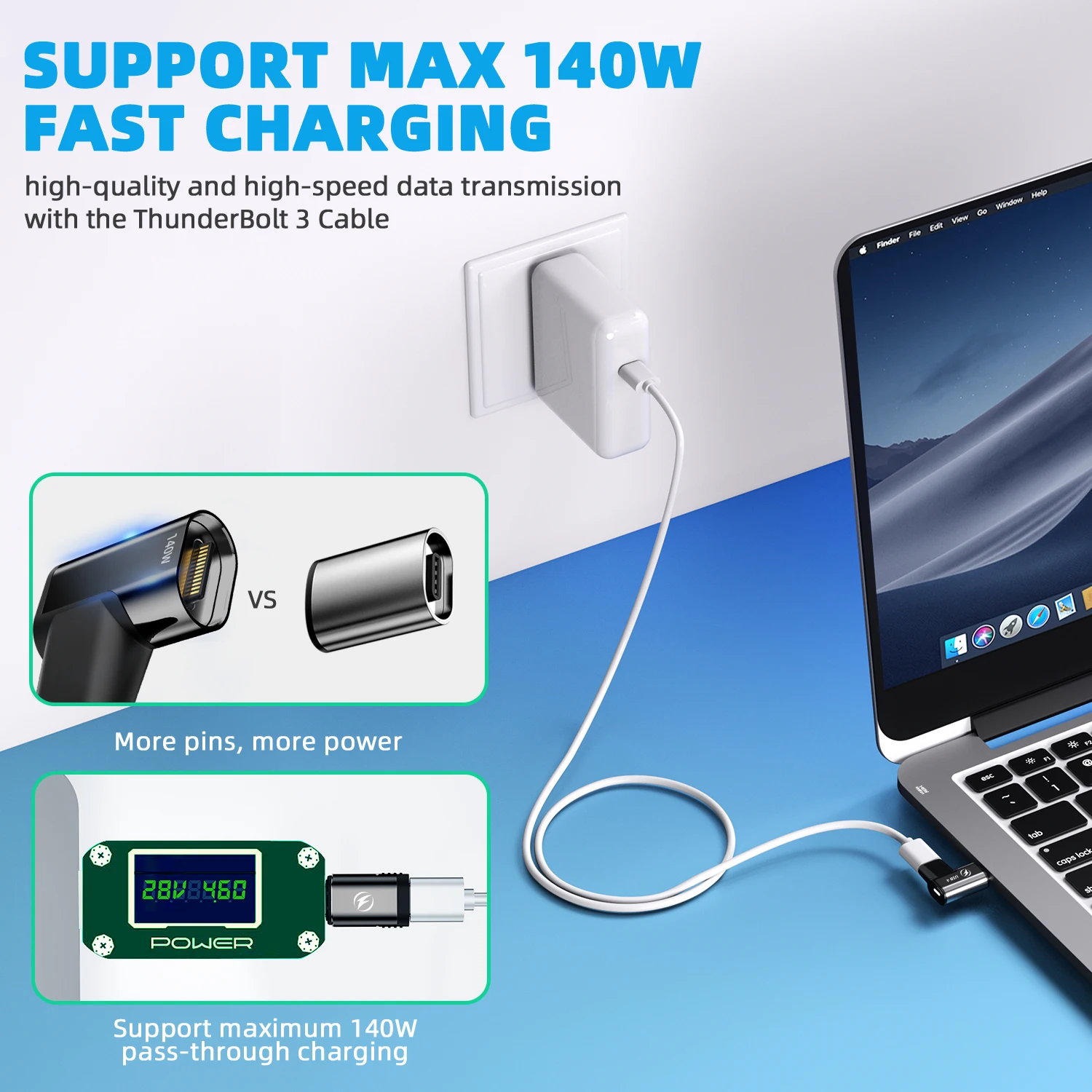 USB C a C 8K @ 60Hz Transferencia de datos 140W 20/40Gbps Adaptador tipo C Carga rápida 5A USB4.0 Conector magnético para tableta teléfono móvil - imagen 4