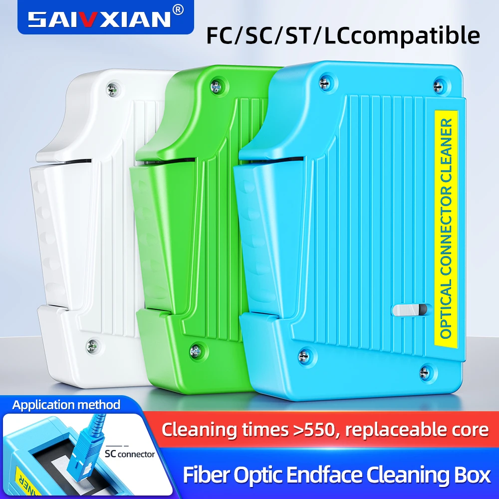 SAIVXIAN A-550 caja de limpieza facial de extremo de fibra limpiador de coleta Cassette herramienta de limpieza de fibra Ftth herramientas de limpieza de fibra óptica SC/ST/FC - imagen 2