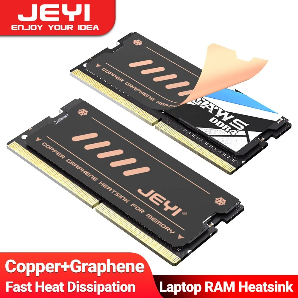 JEYI disipador de calor de RAM de grafeno para portátil, radiador de tarjeta de memoria de enfriador de lámina de cobre de grafeno para DDR5 DDR4 DDR3 DDR2, paquete de 2