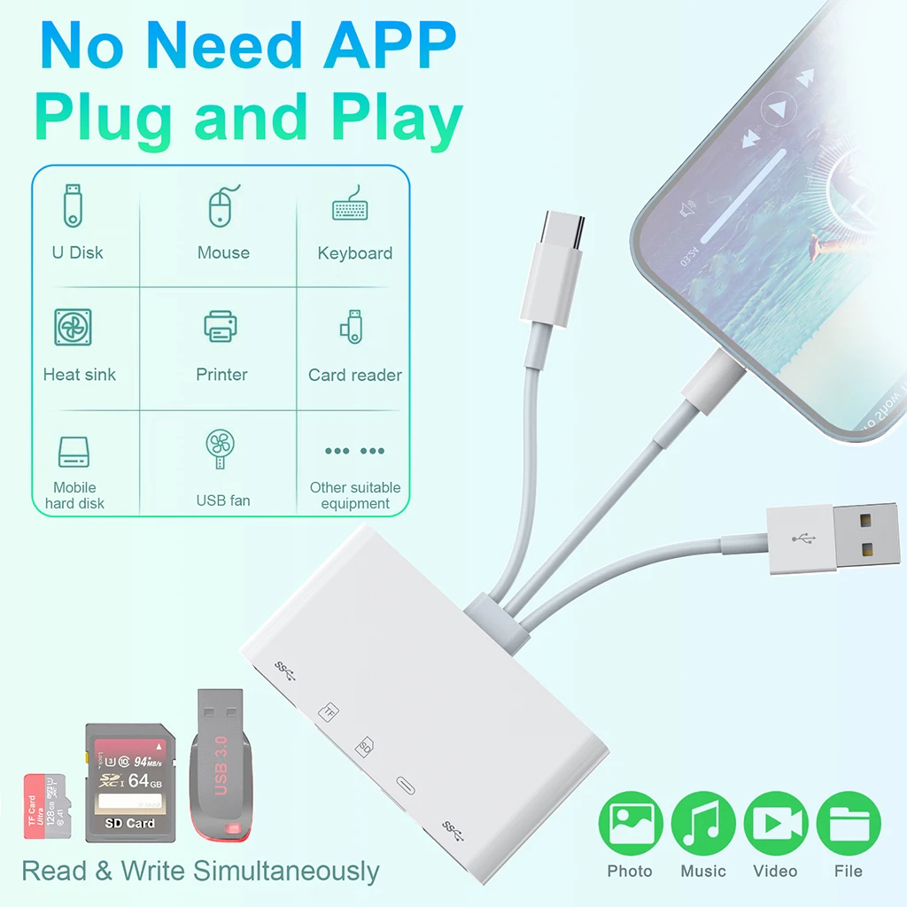 Adaptador multimemoria de cámara USB 2,0, lector de tarjetas TF/Micro SD para Ipad Pro, teléfono, iPhone, IOS, convertidor de tarjeta de memoria inteligente - imagen 4