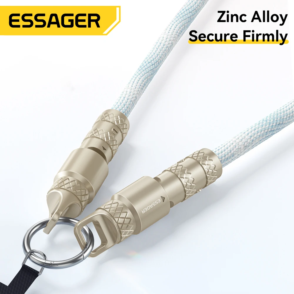 Essager 60W tipo C a tipo C Cable de carga rápida para iPhone 16 Xiaomi Huawei cordón Halter cuello muñeca Cable multifuncional - imagen 5