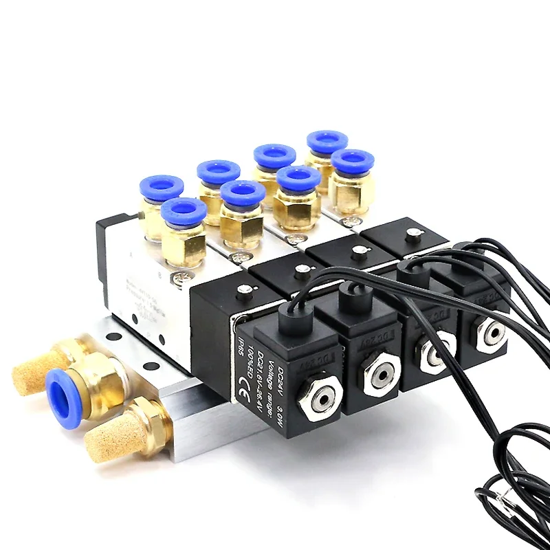 Válvula Solenoide de combinación multidireccional, estación de colector 4V110-06, DC12V, 24V, AC220V, con accesorios, 5 puertos, 2 posiciones - imagen 2