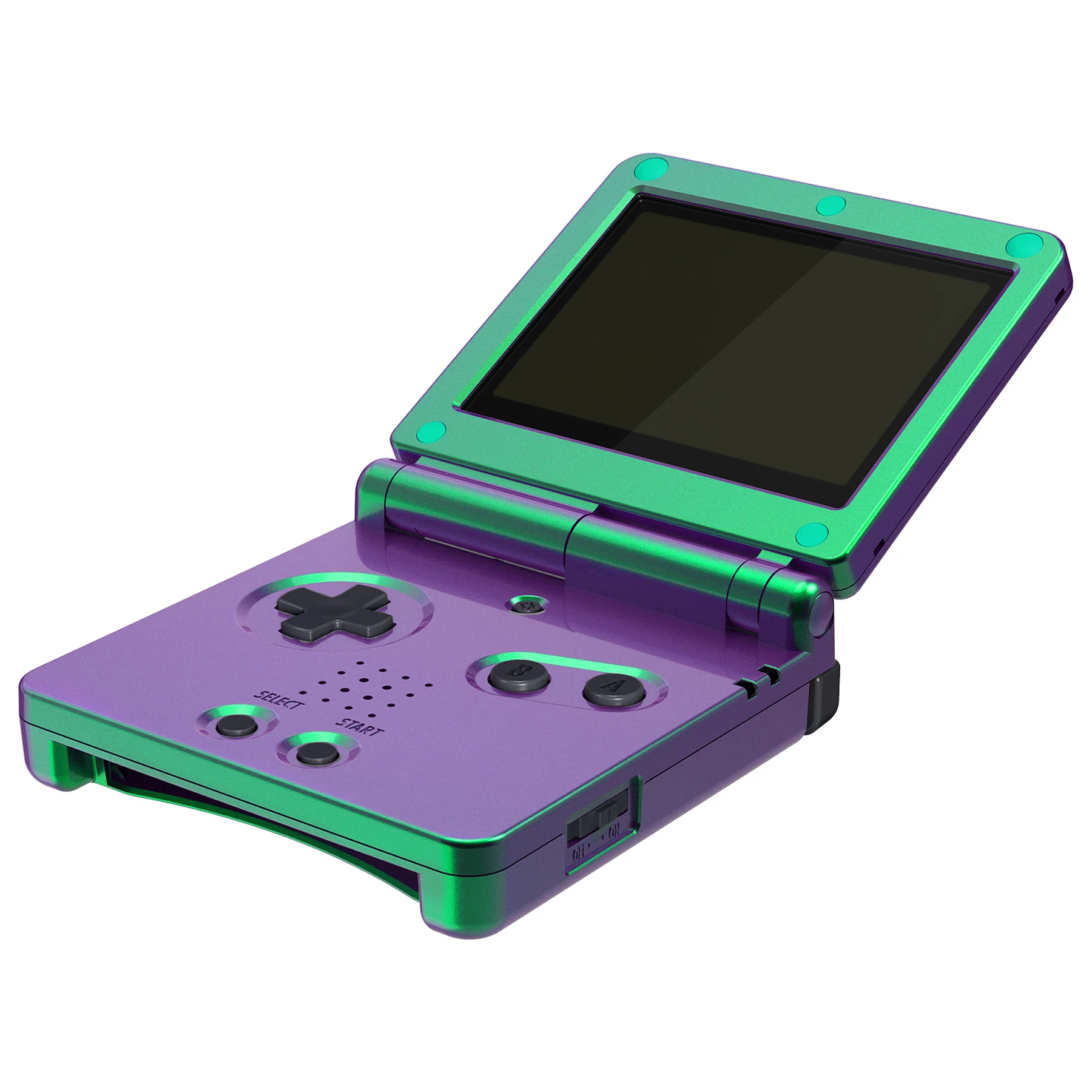 Carcasa de repuesto eXtremeRate para Gameboy Advance SP (GBA SP) - Camaleón Verde Púrpura