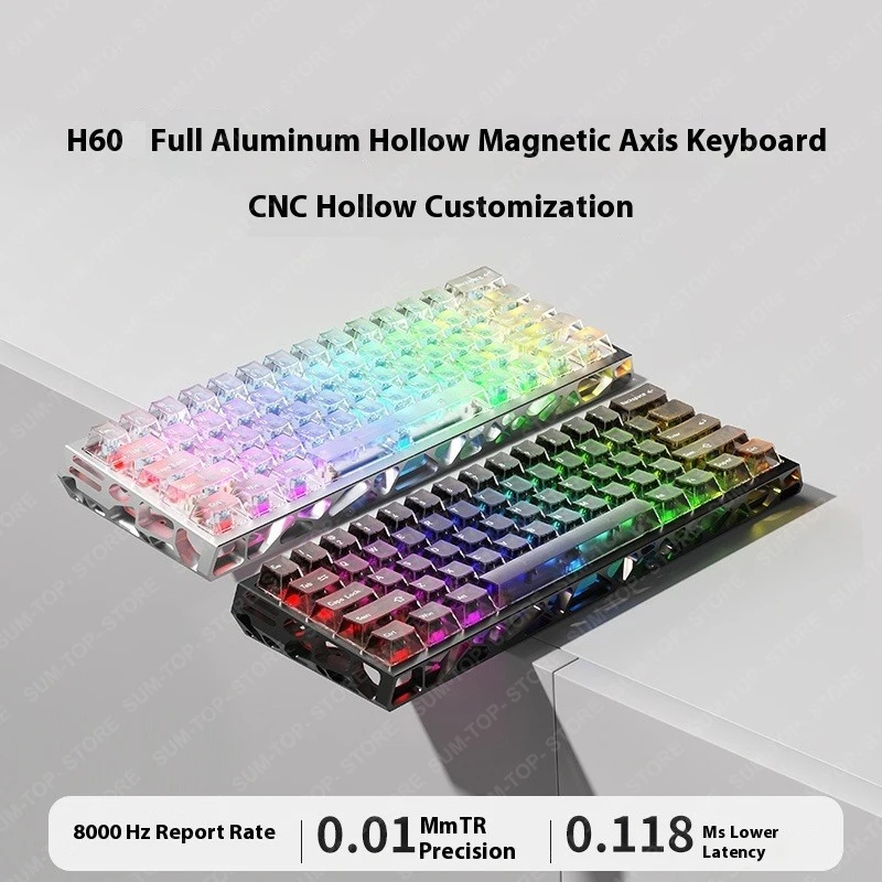 SUMREDA H68 Hollow CNC aleación de aluminio Teclado magnético mecánico RGB E-sports 0,01mm RT teclado personalizado con cable para ordenador portátil - imagen 2