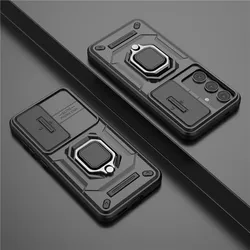 Para Samsung Galaxy S25 funda Samsung S23 S24 S25 Plus lente Push ventana soporte de armadura parachoques protector magnético a prueba de golpes