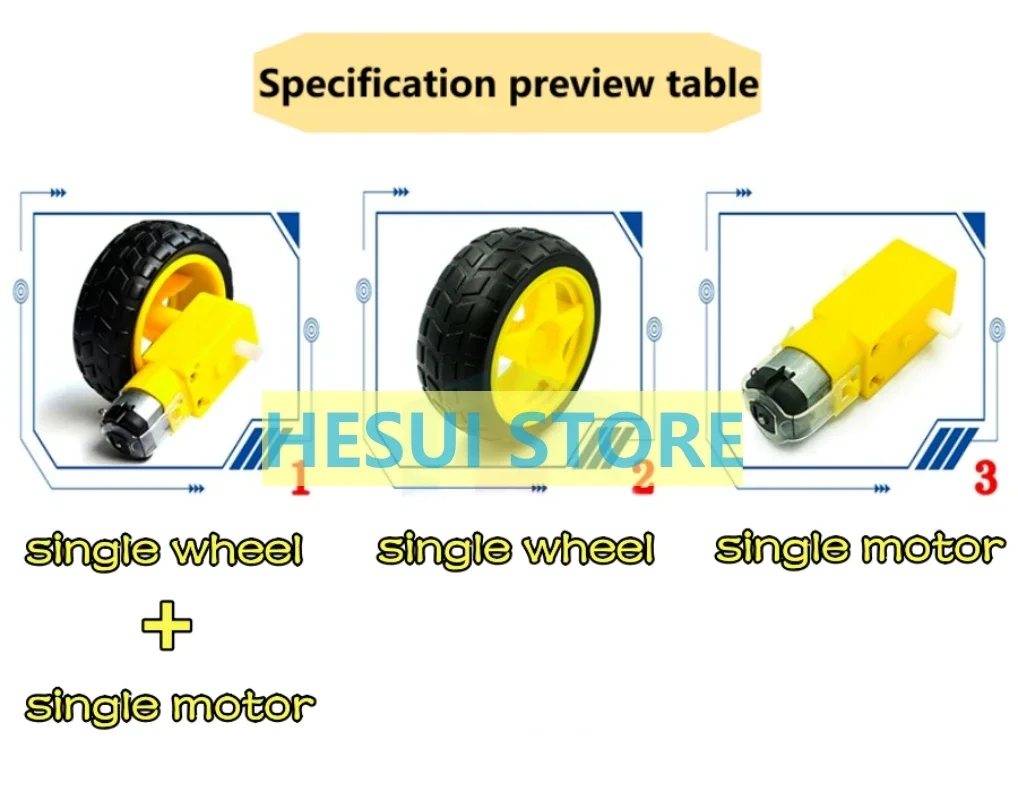 Chasis de coche inteligente, neumático de robot y motor de reducción DC 3v-12v, motor de rueda - imagen 3