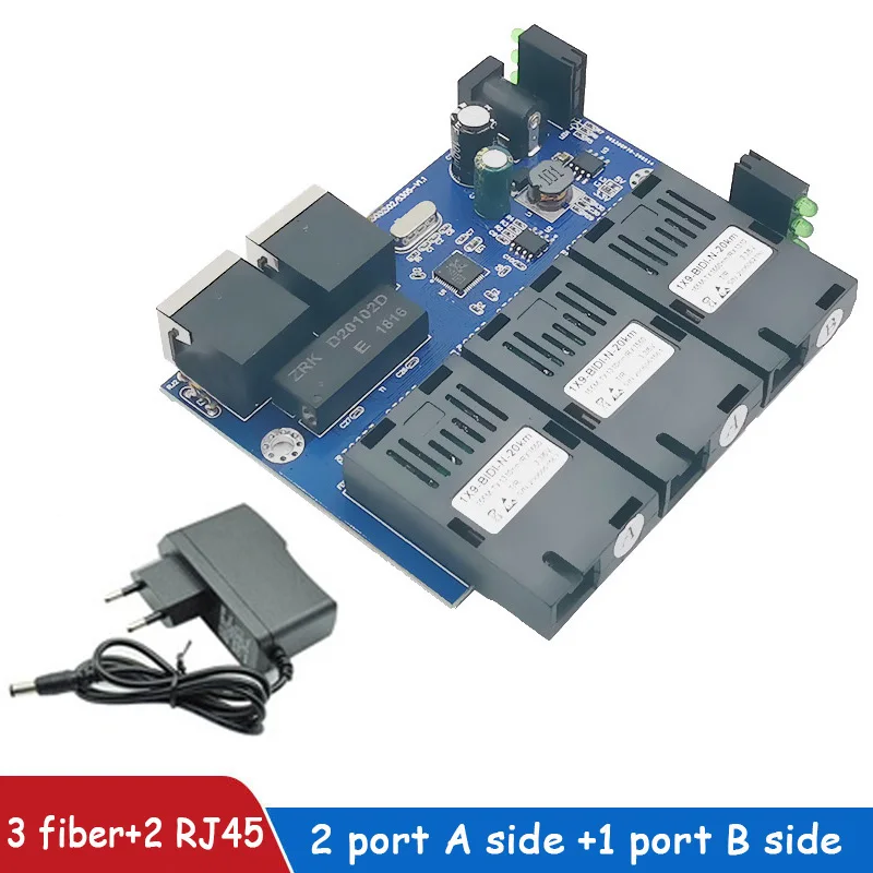 Convertidor de Medios Ethernet por Fibra 20 km - 2 RJ45, 3 SC, 10/100M - imagen 2
