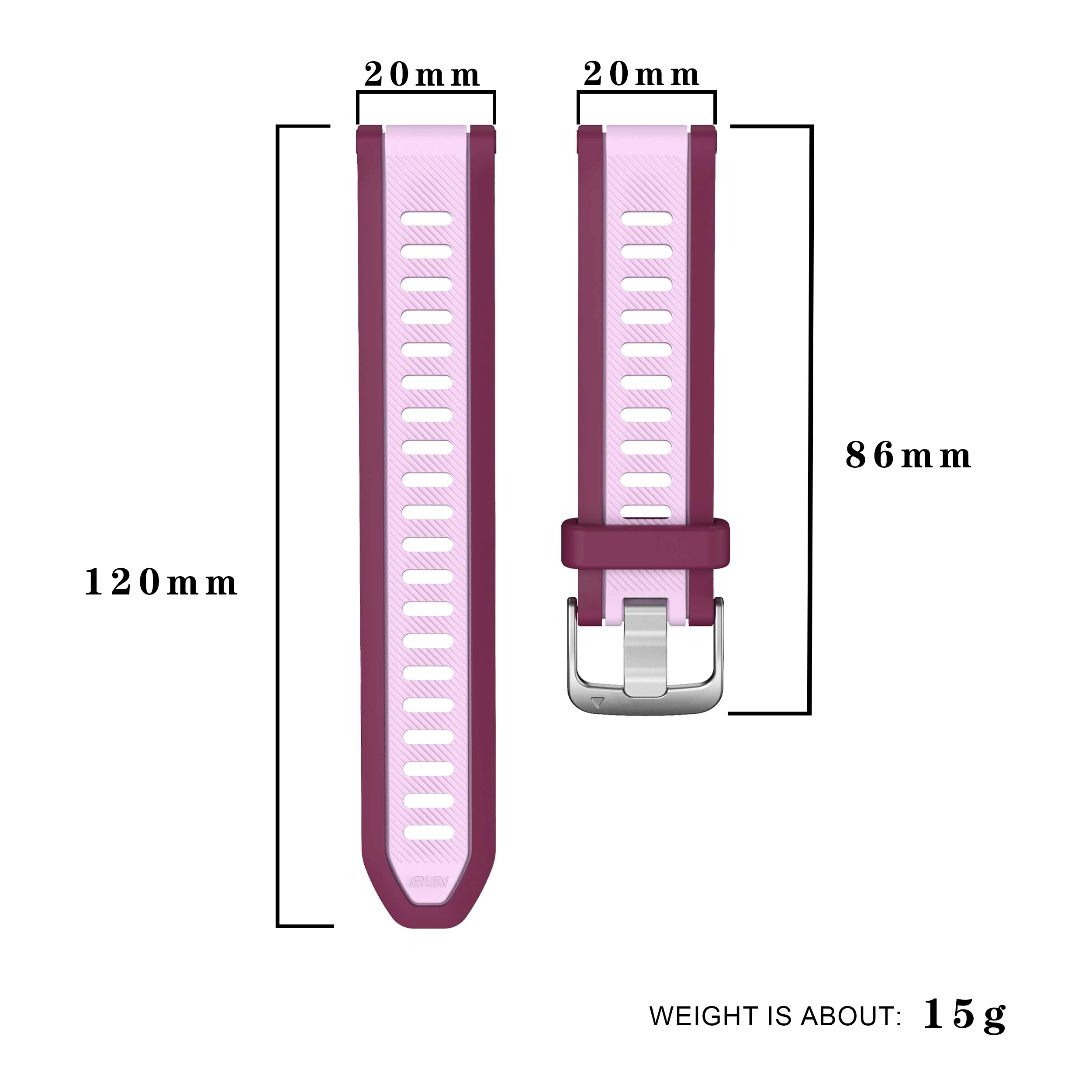 Correa deportiva de silicona de dos tonos de liberación rápida de 20mm para Garmin Forerunner 165 Music 245 645 55/Venu 2 Plus/Vivoactive 5 - imagen 5