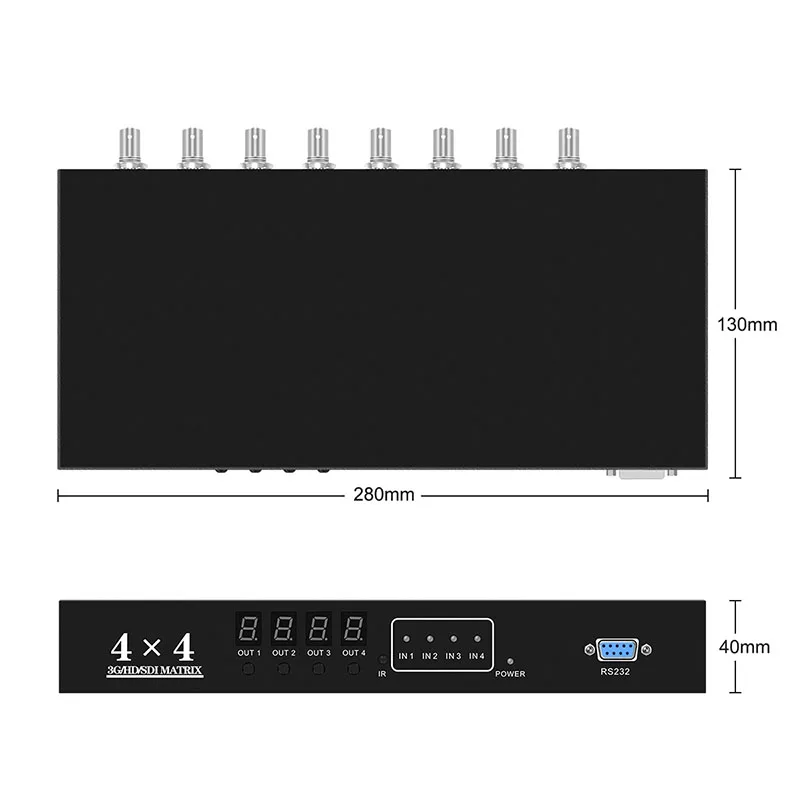Matriz SDI de grado de transmisión, conmutador HD 4 en 4 salidas, protección de memoria de apagado, compatible con Control remoto IR para cámara, Monitor SDI - imagen 5
