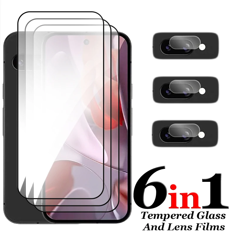 6 en 1 para Google Pixel 9A vidrio para Pixel 9A vidrio templado 6,3 pulgadas cubierta completa pegamento HD Protector de pantalla para Pixel 9A película de lente - imagen 2