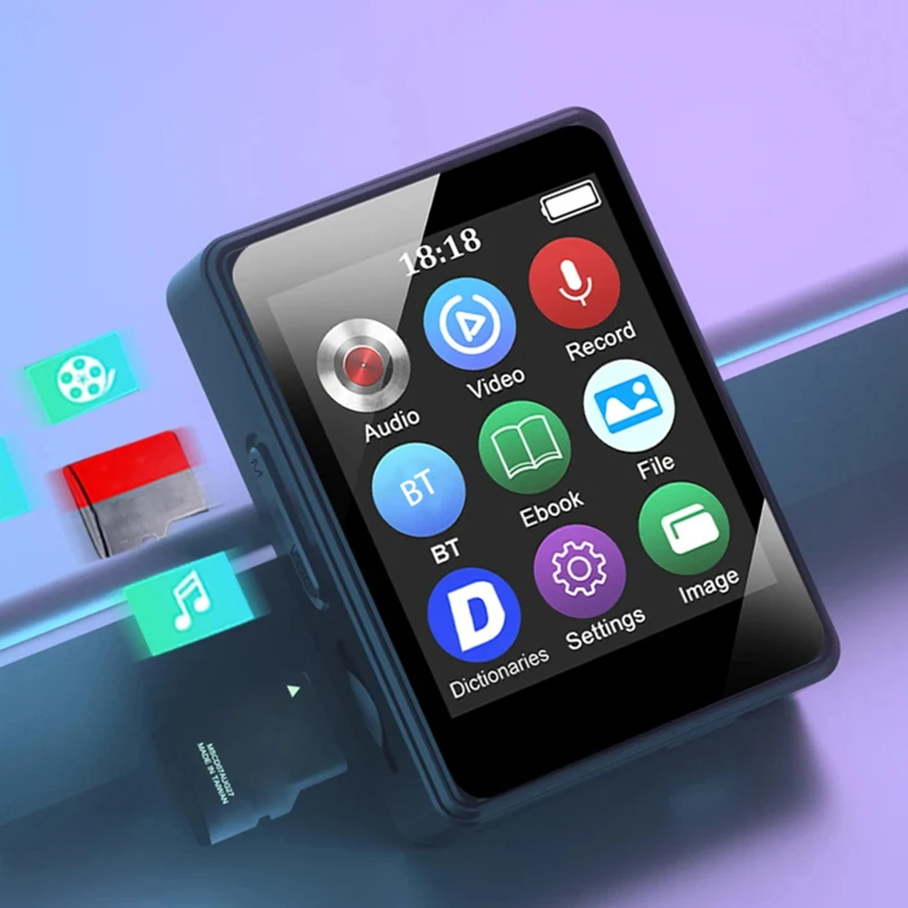 Reproductor MP3 portátil de 8/16/32/64GB, pantalla de 1,8 pulgadas, Compatible con Bluetooth 5,0, Walkman MP3 para estudiantes, regalo para niños con grabación/libro electrónico - imagen 2