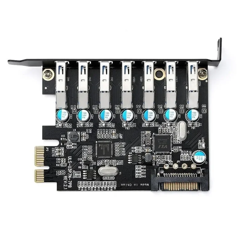 Pcie a 7 puertos Usb Superspeed USB 3,0 PCI-E Express adaptador de expansión tarjeta Hub con conector de Cable de alimentación SATA 15P para escritorios - imagen 3