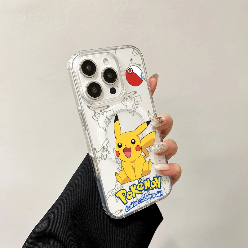 Funda de carga inalámbrica Pokemon Yellow Lightning Pikachu para iPhone 17 Air 16 E 15 14 Plus 13 12 Mini 11 Pro Max funda de silicona - imagen 4