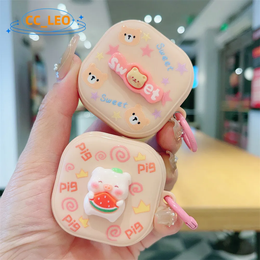 Para Samsung Galaxy Buds Core / FE funda Galaxy Buds2 Pro funda suave de silicona conejito de dibujos animados lindo oso Buds Pro funda protectora - imagen 2