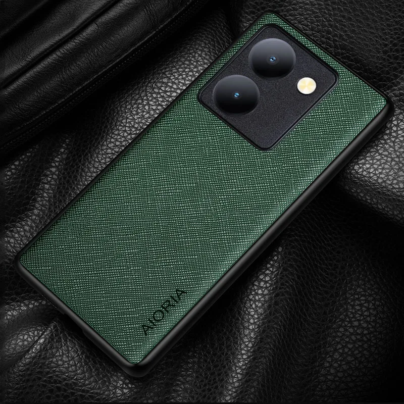 Funda para Vivo Y36 Y78 Y55 T1 Y33T Y33S Y21S Y19 Y15S Y15A Y01 Y10 Y02 4G 5G Funda de cuero con patrón cruzado coque de lujo - imagen 2