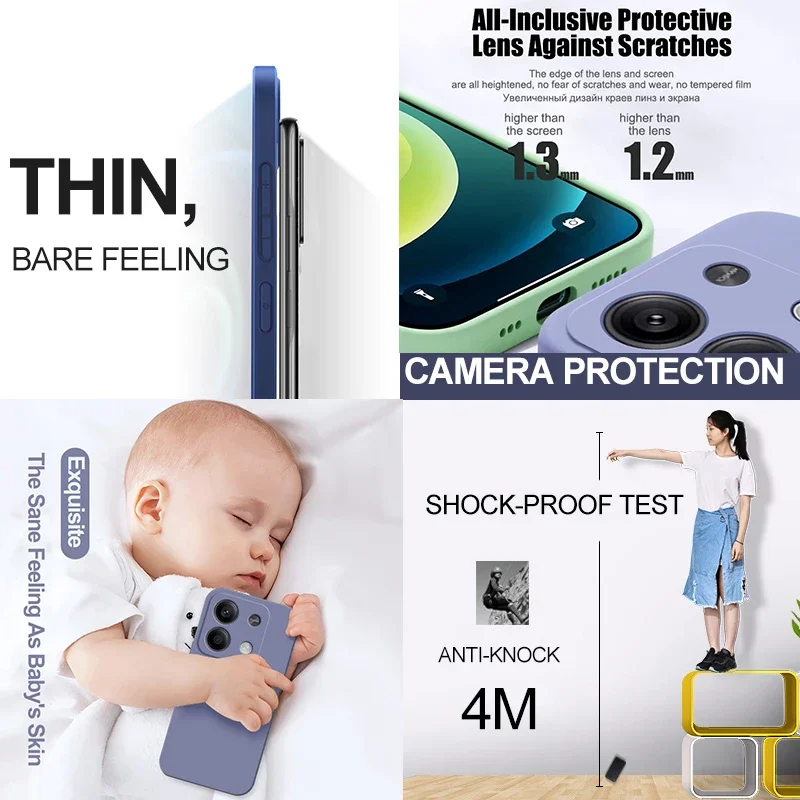 Funda blanda de silicona líquida para Xiaomi Redmi Note 14 Pro Plus Redmi Note 14, funda protectora a prueba de golpes para teléfono - imagen 5