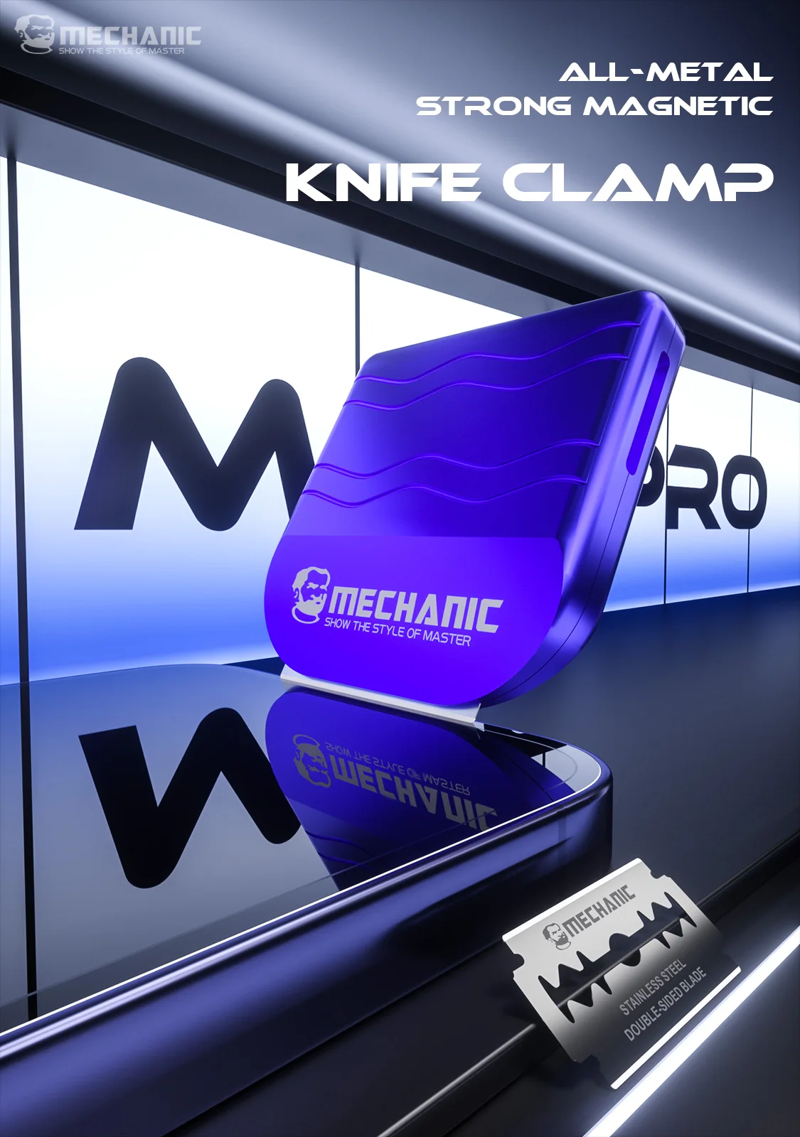 Soporte mecánico Mag Pro totalmente metálico para cuchillos, acabado esmerilado de lujo, imán fuerte, ajuste ajustado, antideslizante, herramienta fácil de quitar - imagen 2