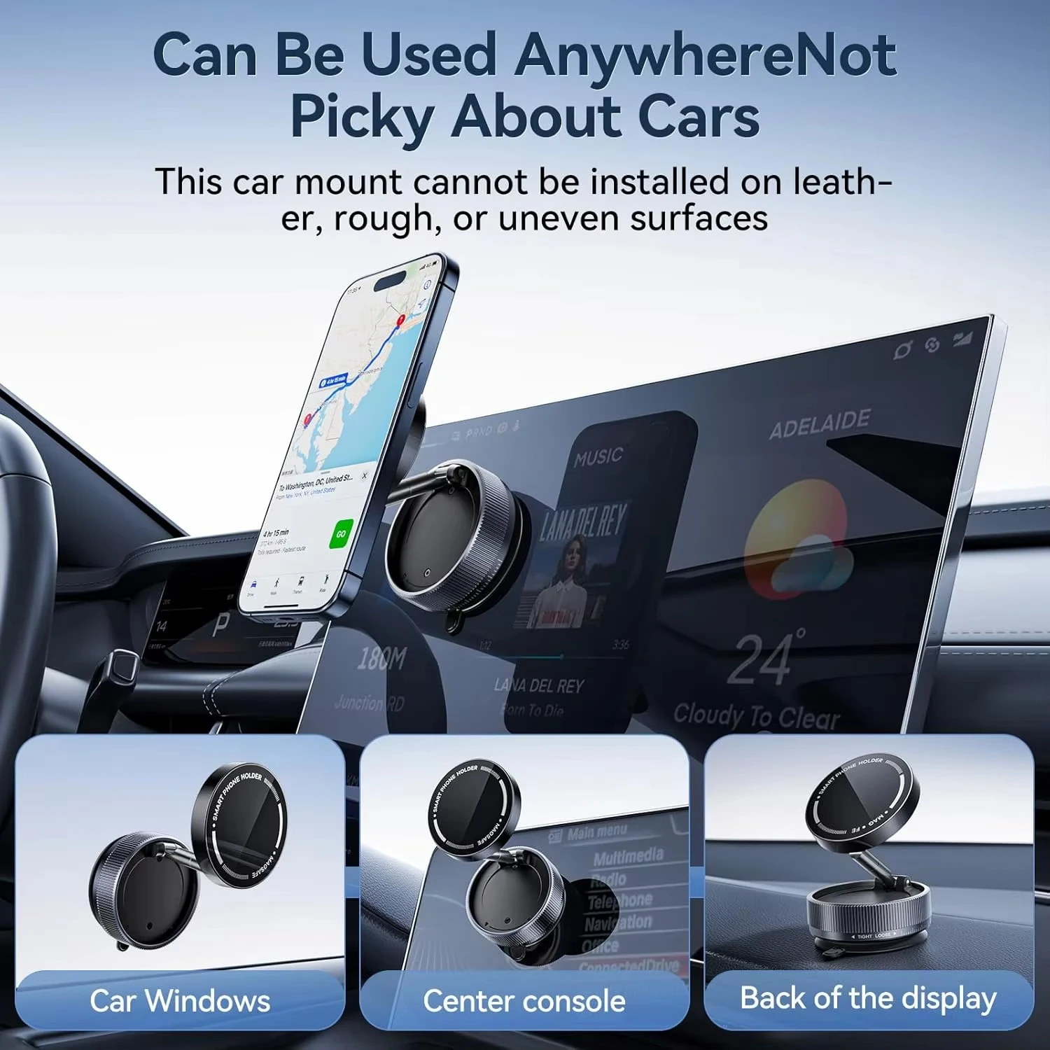 Soporte magnético para teléfono con succión al vacío K10 con rotación de 360 grados, soporte para teléfono plegable magnético manos libres para coche/superficie lisa - imagen 4