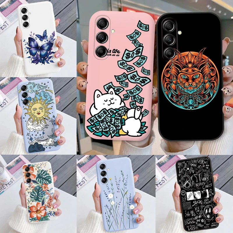 Funda trasera de silicona suave con patrón de dibujos animados para Samsung Galaxy S23 FE, carcasa de flores