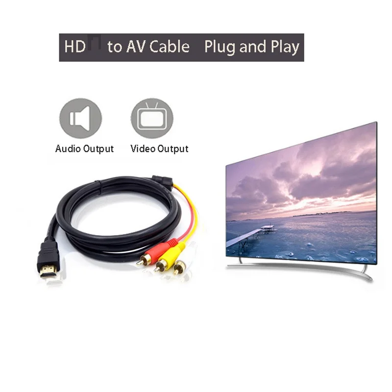 Cable HDMI compatible con 3RCA de 1,5 M, Cable extensible de 1,4 V a AV, Monitor de HDTV, Cable de Audio y vídeo para decodificador - imagen 3