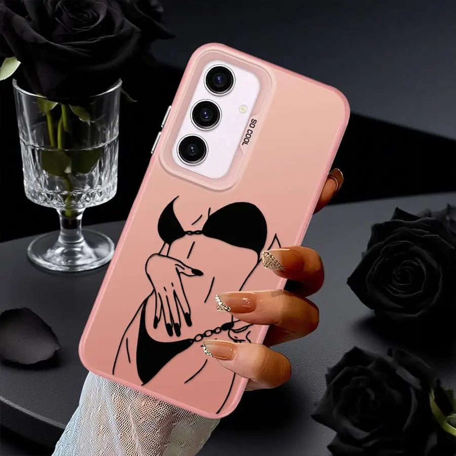 Funda trasera de teléfono para Samsung Galaxy A53 A24 A26 A22 A52 A32 A33 A34 A73 A36 A25 A23 Line Art Beautifu - imagen 5