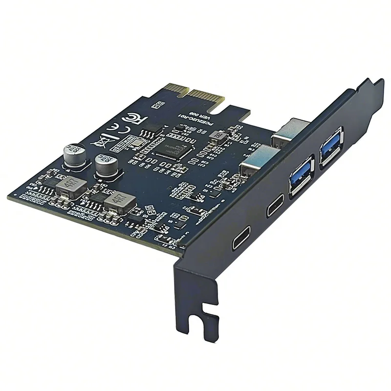 Tarjeta PCI Express de 2 puertos USB-A + 2 puertos USB-C USB3.2 Gen1, tarjeta de expansión PCIE de 5Gbps, adaptador adicional en tarjetas para sistema operativo Windows/Linux - imagen 3