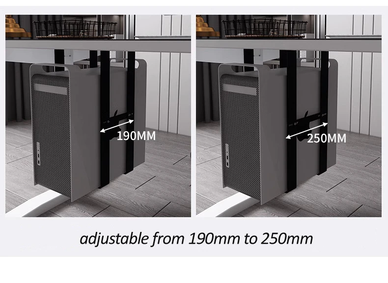 CP-03 soporte Universal para caja de PC debajo del escritorio, soporte lateral de pared para ordenador, soporte para CPU, colgador de mainframe ajustable, soporte para caja Host - imagen 4