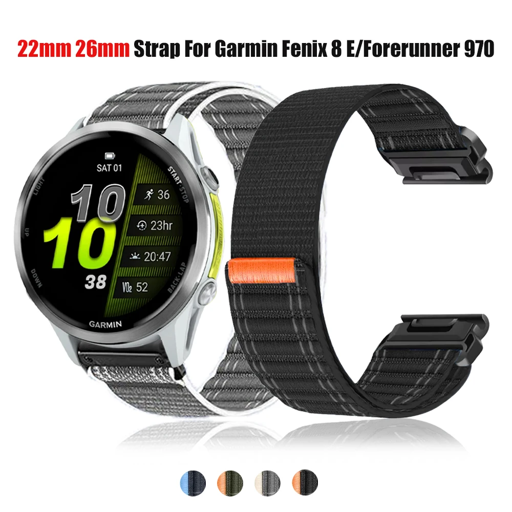 Correa de nailon para reloj Garmin Enduro, 26mm, 22mm, 3 bucles, Forerunner 970 965 955/Fenix 8 E 7X 6X 3/Epix Gen 2, pulsera Quickfit