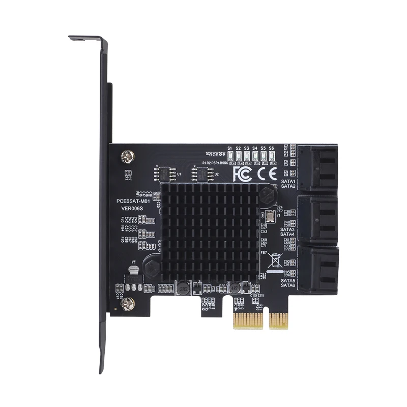 Nueva tarjeta SATA3 PCIE X1 de 6 puertos PCI Express SATA 3 PCIE a SATA 3,0 tarjeta PCI-E/PCIE SATA con soporte de perfil bajo agregar tarjeta