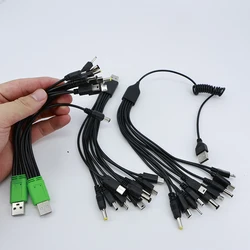 5 10 en 1 USB macho 10 vías tipo c mirco DC cable de carga de energía 5,5x2,1mm 2,5mm 4,0x1,7 3,5mm 2,0x0,7mm macho 5P V3 V8 mini USB