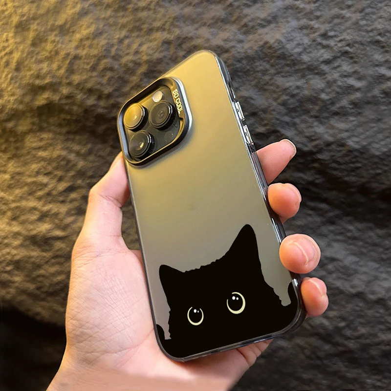 Funda de teléfono IMD electrochapada con diseño de gato negro para Samsung Galaxy S25 S24 S23 S22 S21 Ultra Plus A13 A14 A23 A15 A16 - imagen 3