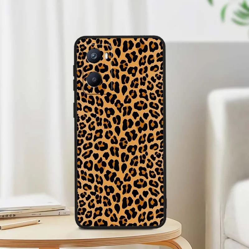 Patrón de estampado de leopardo para OPPO Reno 12 11 F 10 8 7 6 5 4 Z T Lite Plus Pro 4G 5G funda de teléfono negra - imagen 3