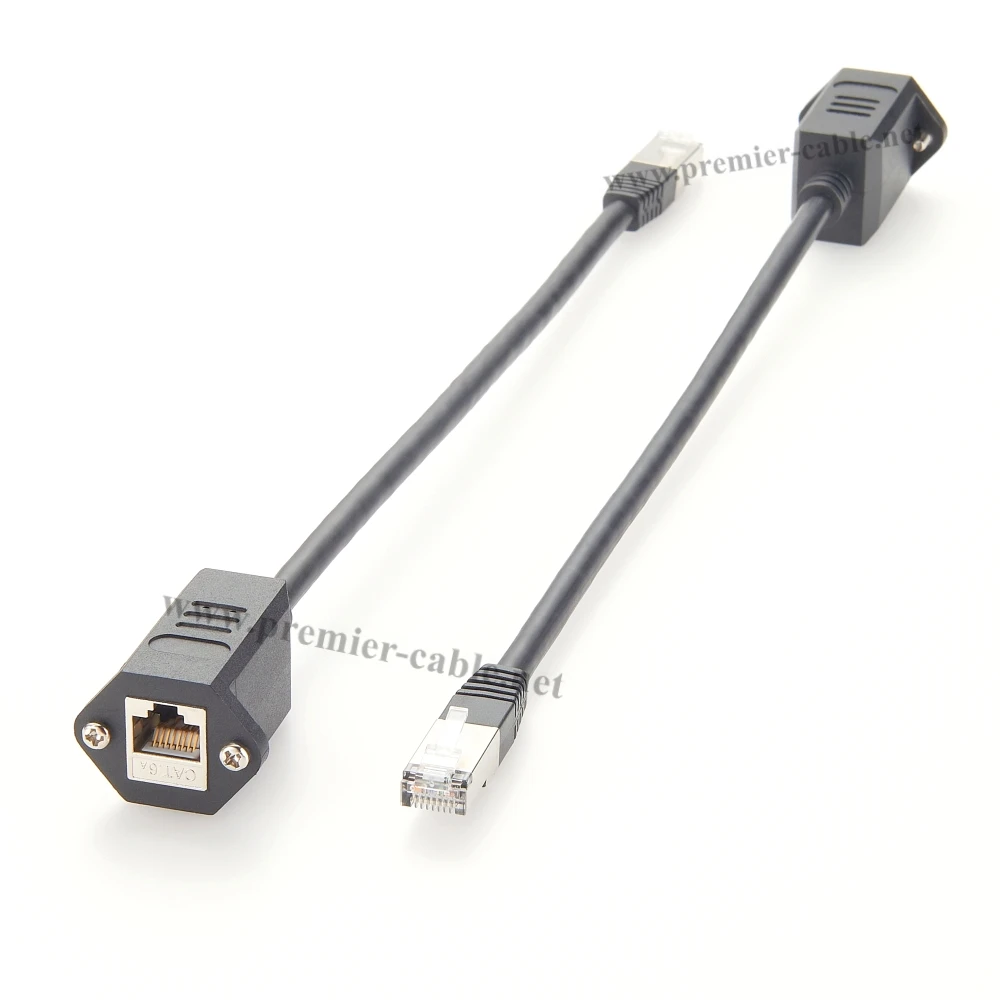 Cable de extensión macho a hembra de red Ethernet RJ45 Cat6A, 10Gbps, Panel de tornillo RJ45, Cable blindado de alimentación del chasis para Cat6/5e - imagen 5