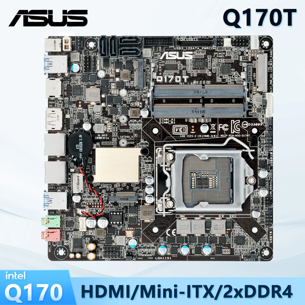 ASUS-placa base Q170T mini-itx, LGA 1151, Intel Q170, compatible con i3-6100, 7300, 6400, 6500, 7400, 6700, cpu DDR4, 32GB