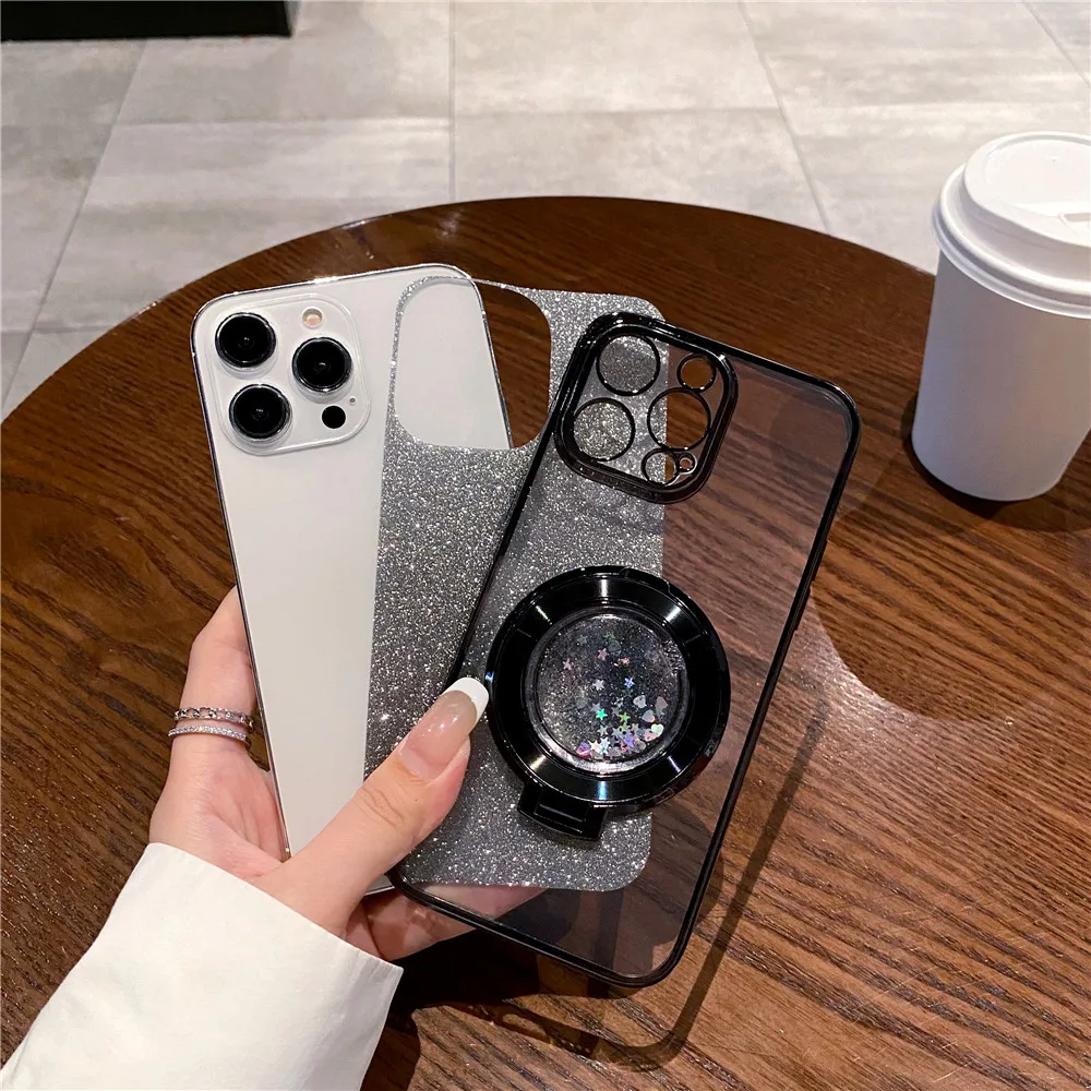 Funda con soporte de arena movediza brillante para Huawei P30 Lite P40 P50 Pro P Smart 2021 Mate 60 Pro, soporte de anillo, gradiente Bling Cover - imagen 5