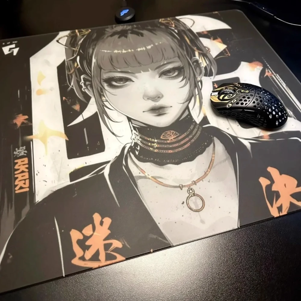 GLSSWRKA Akari-alfombrilla de ratón de cristal para juegos, superficie lisa recubierta mejorada, imprimación de cobertura completa, alfombrilla de escritorio grande, accesorios para juegos, copia - imagen 5