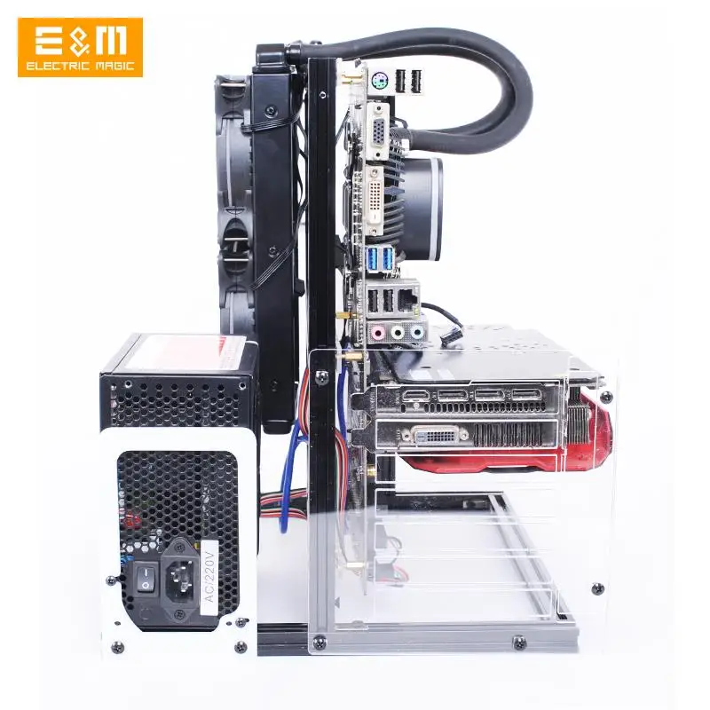 Banco de prueba ATX MATX ITX para ordenador, refrigeración por agua, marco abierto, carcasa de aire, HTPC, soporte para Panel de tarjeta gráfica, 2.0usb - imagen 3