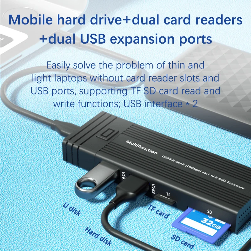 UTHAI TZ13 USB 3,1 estación de acoplamiento PCI de estado sólido nvme/datos lectura de protocolo dual M.2, carcasa de disco duro portátil HUB - imagen 5
