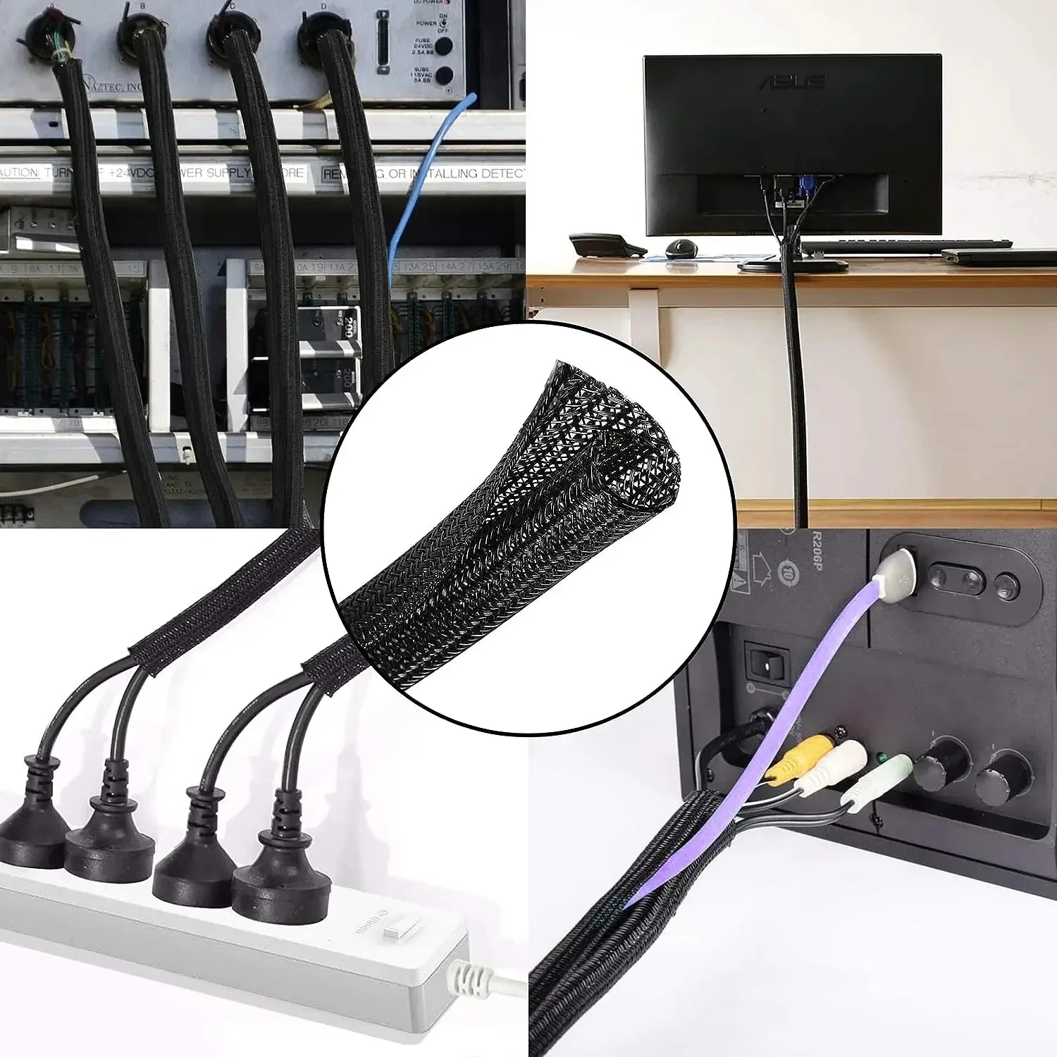 Funda de Cable trenzado de 5/1M, carcasa de Cable de nailon PET, fundas de Cable para escritorio, PC, TV, Protector de Cable, cubierta de envoltura de Cable - imagen 5