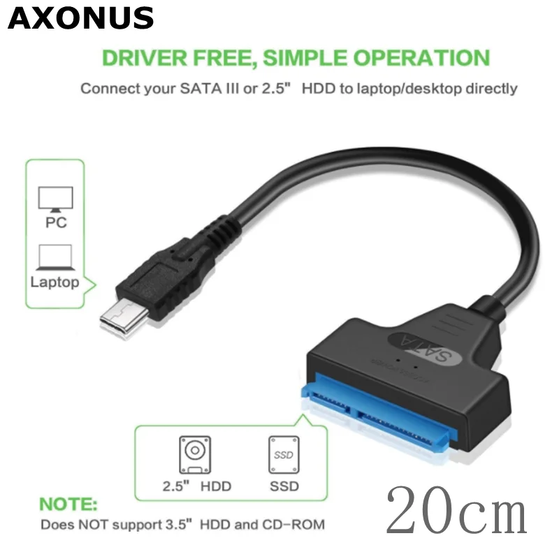 Cable adaptador SATA a USB 3,0 USB-C para disco duro SSD HDD externo de 2,5 pulgadas SATA 3 22 pines USB 2,0 a Sata III Cable de hasta 6 Gbps - imagen 5
