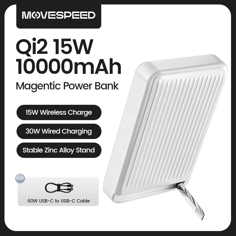 MOVESPEED P03 Qi2 banco de energía inalámbrico 10000mAh carga de grasa magnética Powerbank cargador de batería externo portátil para iPhone 15 14