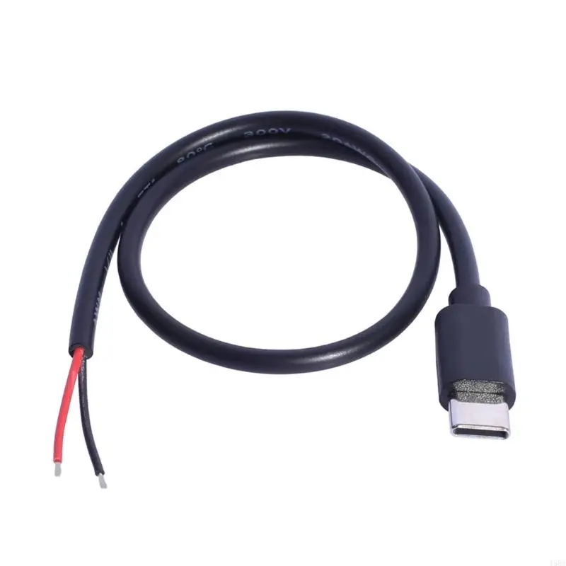 Cable de extremo abierto USB C a 2 pines de 30cm, Cable de alimentación de cola de cerdo de 15W USB tipo C macho de 2 pines, Cable de repuesto DIY para luz LED - imagen 3